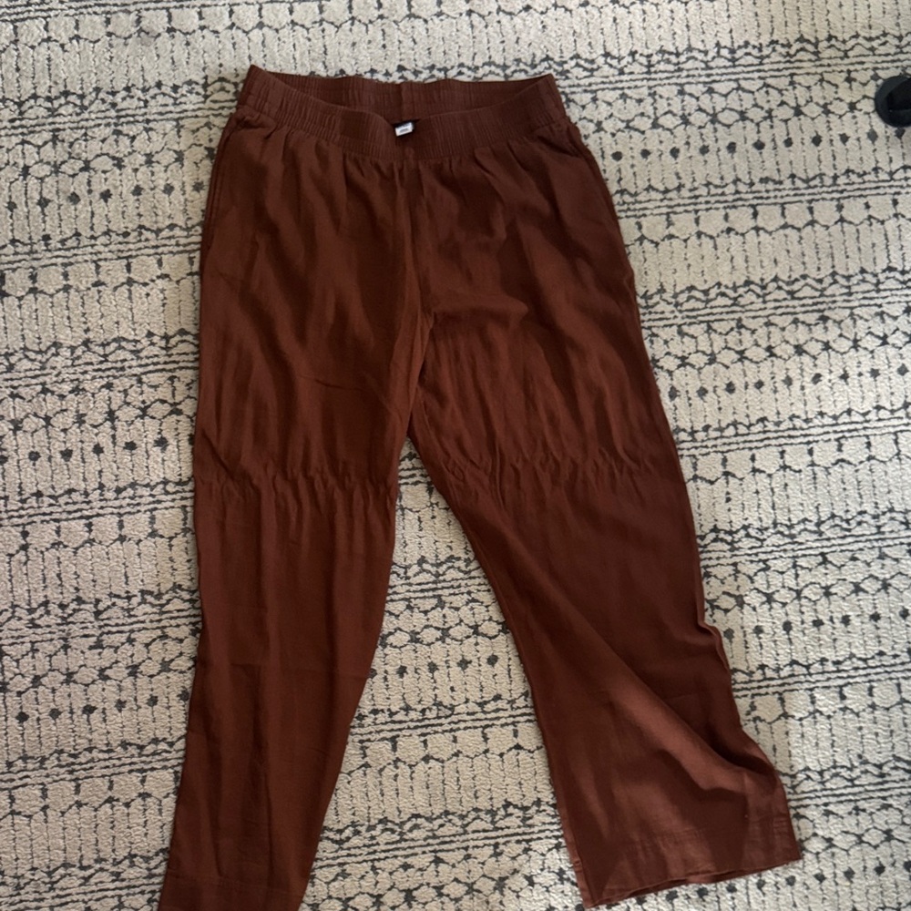 Old Navy Brown Linen Wide leg pant